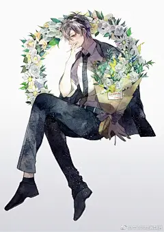 #国人画师推荐#@阿雀雀雀雀雀雀雀   笔下#水彩#的质感和色彩炒鸡好看！手绘人物也能帅气度max！【更多TA的美图戳】O网页链接 ​​​​