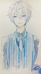 Watercolor anime boy