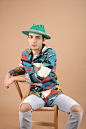 hat colors yellow red Fashion  model funny Fun happy mood