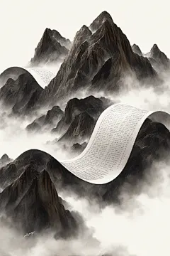 古典卷轴画绘画背景素材