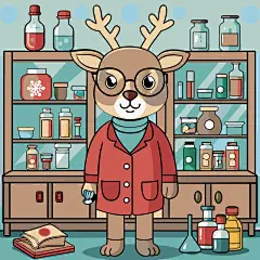 卡通人物梅花鹿娃娃插画元素