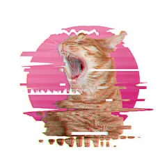 点击来源直接获取大图文件 |故障效果。打哈欠的红猫的肖像