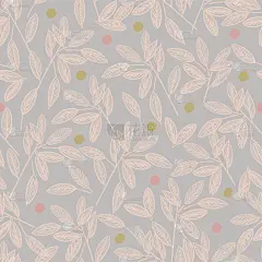 矢量笔绘制树叶和彩色的圆点插图图案无缝重复模式