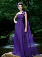 One shoulder A-line chiffon bridesmaid dress