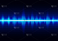Glowing dark blue digital sound wave, technology a