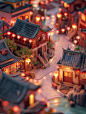 元宵节古风建筑小镇素材图