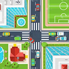 城市十字路口顶视图