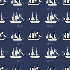 有帆船,式样,简单,四方连续纹样,帆船,白色,华丽的,帆,绳子,纺织品