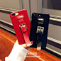 网红同款皮质酒红腕带iPhone7plus手机壳苹果6splus个性潮女款4.7-淘宝网