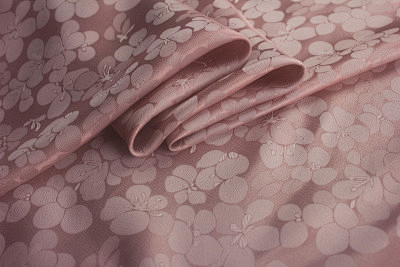 提花重绉真丝面料真丝布料高档礼服连衣裙桑波缎料桃花纹淘宝网