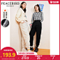 太平鸟束脚卫裤女休闲裤2020冬季新款抓绒加厚运动裤女宽松加绒裤