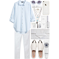 A fashion look from May 2015 featuring blue shirt, white skinny jeans and pointed toe flats. Browse and shop related looks.