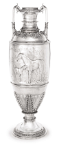 AN AMERICAN SILVER HORSE RACING TROPHY, TIFFANY & CO., NEW YORK, DATED 1899:  The Pacific Coast Jockey Club opened the Ingleside Racetrack four miles from downtown San Francisco on November 28, 1895. On January 19, 1899, Walter P. Hobart, son of Calif
