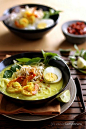 Laksa Cibinong - Laksa is a popular spicy noodle soup from the Peranakan culture, which is a merger of Chinese and Malay elements found in Malaysia and Singapore, and to a lesser extent Indonesia. Indonesian laksa is kind of thick yellowish coconut milk b