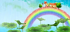 插画,彩虹,唯美,清新,荷花,荷叶,房子,海报banner,卡通,童趣,手绘图库,png图片,网,图片素材,背景素材,97073@飞天胖虎