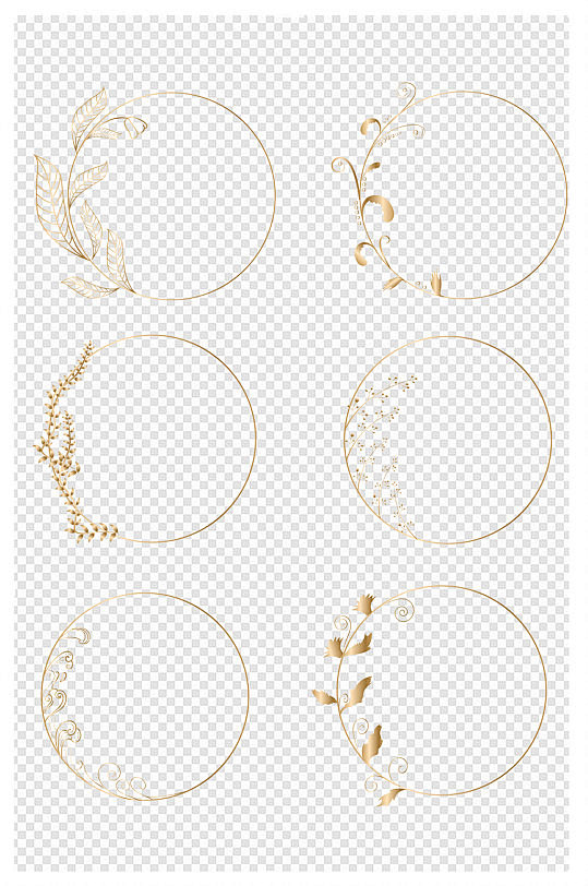 金色圆形花边树叶边框标题框文本框-众图网