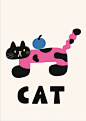 小猫爱钓鱼｜多巴胺小猫卡通图案设计