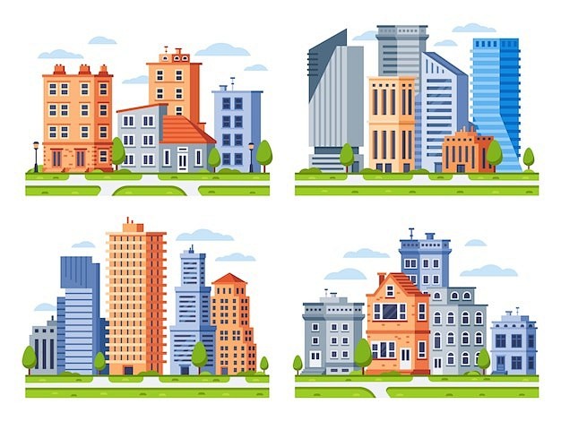 城市建筑高楼房屋矢量图设计素材