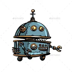 有趣的机器人,波普艺术的复古朋克-技术概念Funny Round Robot, Pop Art Retro Cyberpunk - Technology Conceptualandroid、背景、卡通、人物、圆的概念,可爱,cyborg,设计、电子、眼睛,有趣,未来,说明,孤立的,机器,机械,金属,现代的,复古的,机器人,机器人,圆的,科学,科技,技术,玩具,矢量,古董,白色 android, background, cartoon, character, circle, concept, cute, c