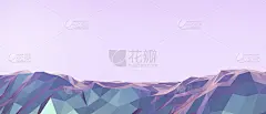 抽象背景低多边形景观山和紫绿概念与复制空间。复古风格的数字横幅艺术- 3d渲染