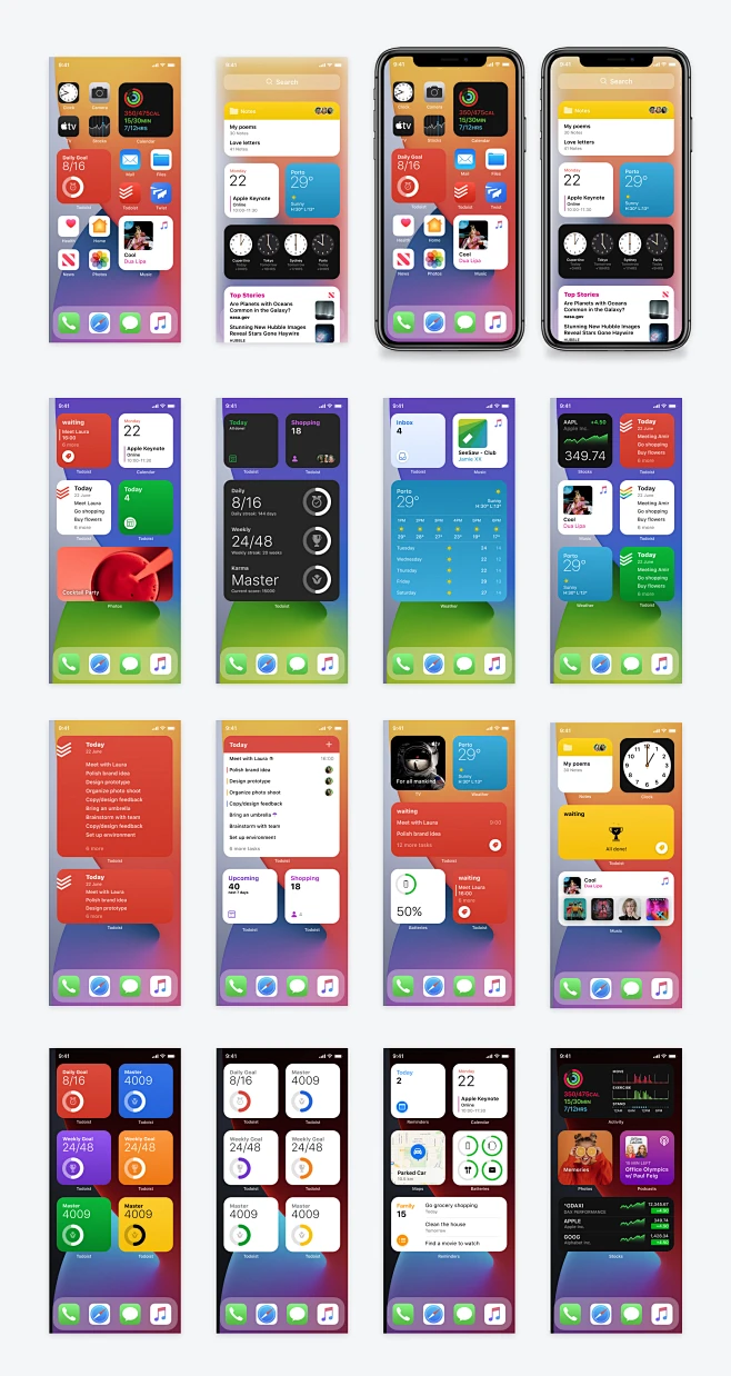 超级放送苹果apple IOS 14桌面组件UI主题包 .fig素材下载-淘宝网-花瓣网