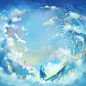 日系动漫卡通手绘唯美天空星空场景图片 插画参考临摹 (230)