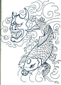 手稿鲤鱼纹身图6