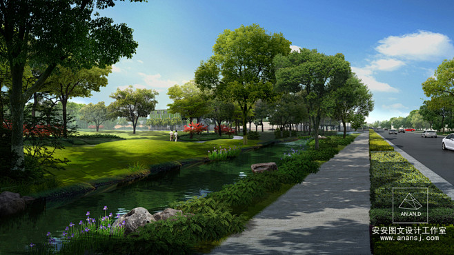 道路绿化效果图 - 安安图文