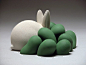 Greener Greens (The White Rabbit) by Jeremy Brooks 2006 Description: Altered paint-your-own ceramic figurine.  Process: Slip-casting, painting, scenting.  Materials: Porcelain, paint, underglaze, paraffin wax, fragrance (grass). (This figurine is infused 