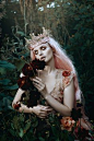 An enchanted forest fantasy photo shoot by Bella Kotak with embroidered tulle Coraline wedding dress by Joanne Fleming Design