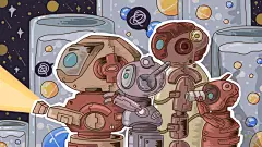 手绘高端大气创意宇宙航天卡通插画
