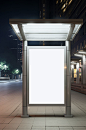 AI数字艺术室外竖版广告牌海报样机模型-众图网