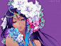 VOCALOID花蓝眼睛长头发玛瑙紫色头发动漫玫瑰动漫女孩的白色花朵粉红色的花朵紫色花蓝色花的头发 - 壁纸（#2136931）/ Wallbase.cc
