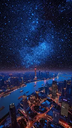 “上海”城市星空夜景壁纸