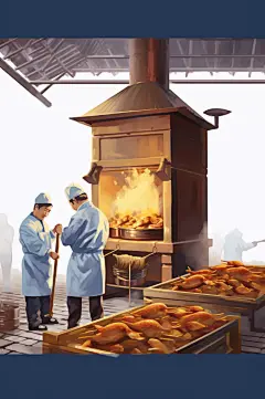 AI数字艺术美味北京烤鸭美食制作插画-众图网