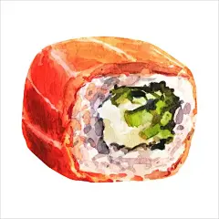 水彩寿司日式料理食物插画矢量图设计素材
