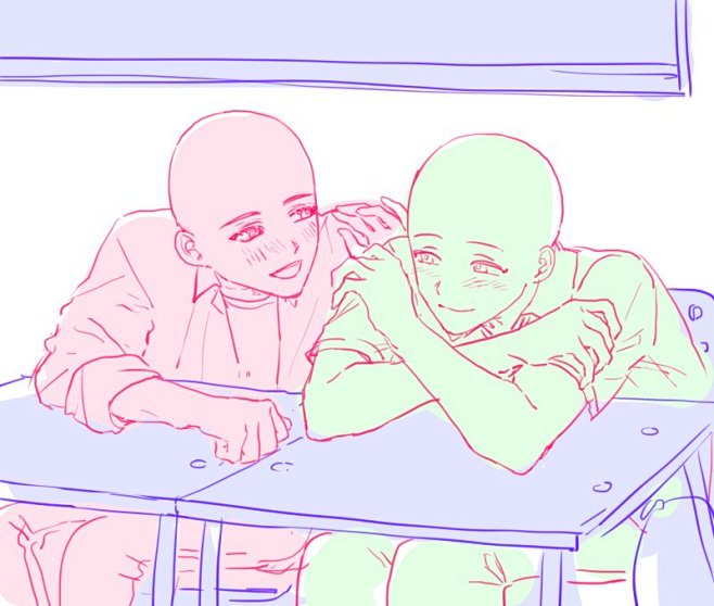 双人人模#参考#绘画#情侣 #双人#模板#cp 版权归作者所有，侵删