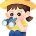 儿童夏令营手绘人物插画-看望远镜女孩-2