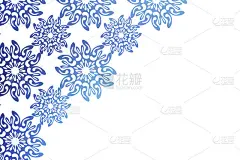 白色背景上有蓝色雪花的圣诞卡。孤立的雪花图标。空纸的形状。冬季卡通平面插图。副本的空间。节日图案，旗
