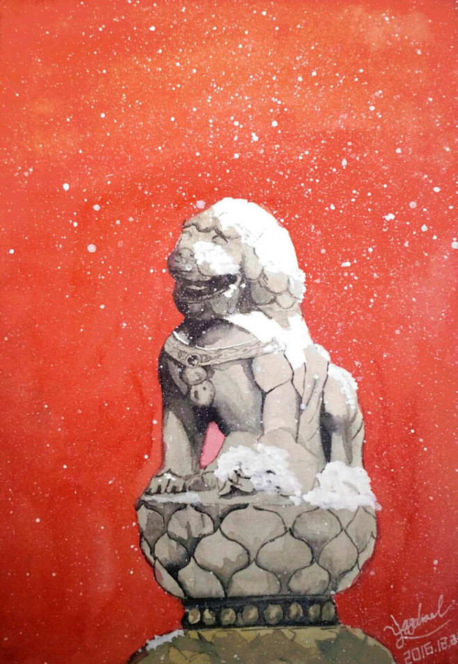 【红墙白雪，爱上一座城】水彩故宫雪景❄（...