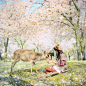 #悦赏# 奈良的鹿和樱花树下的少女