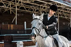 拿着,男性,男性美,马,棍子,马勒,纯种犬,专业人员,运动,仅男人