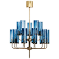 Hans-Agne Jakobsson Ceiling Lamp in Brass and Blue Original Glass | From a unique collection of antique and modern chandeliers and pendants at https://www.1stdibs.com/furniture/lighting/chandeliers-pendant-lights/: 