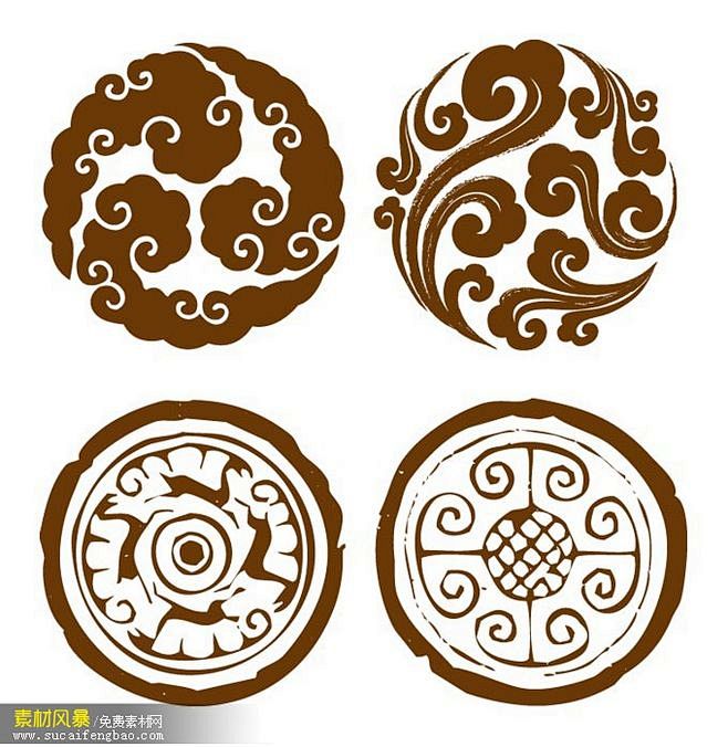 祥云底纹 花纹 祥云花纹 圆形祥云花纹 ...