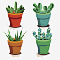 Vector set of succulents plants in pots on white background