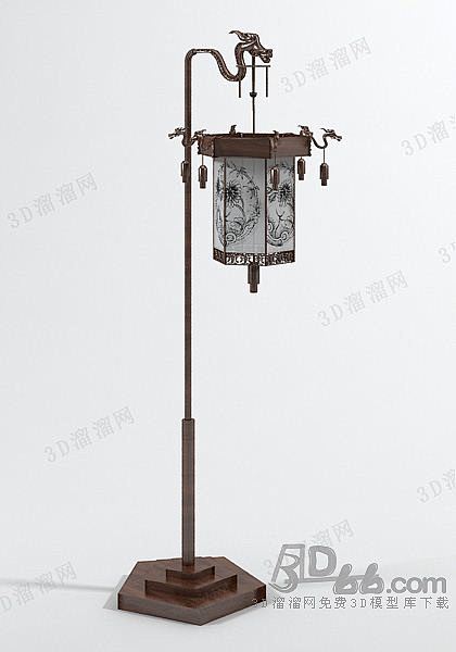 中式宫廷落地灯3d模型（108501）