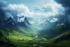 唯美花朵山川河流壁纸山壁纸素材图片