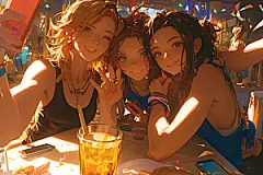 夏日聚会玩耍漫画风插画