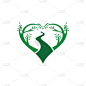 heart trees nature path vector icon