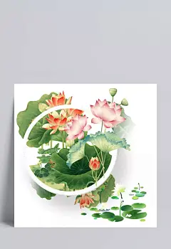 荷塘荷花|中国风,水墨,荷花,荷叶,手绘,荷花插画,唯美,夏天,荷塘月色,卡通元素,手绘/卡通